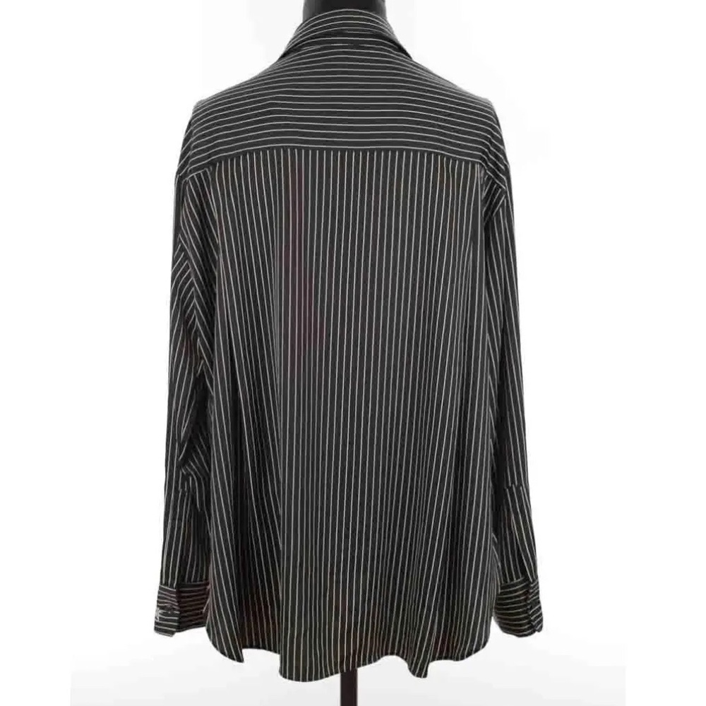 Attention men’s black strapped button down shirt
